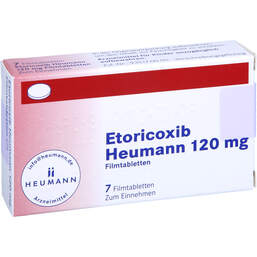 Abbildung: Etoricoxib Heumann 120 mg Filmtabletten 7 St, Filmtabletten PZN 12545182
