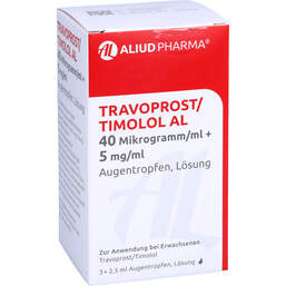 Abbildung: Travoprost / Timolol AL 40 µg / ml + 5 mg / ml Augentropfen 3X2.5 ml, Augentropfen PZN 12545354