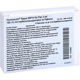Abbildung: Huminsulin Basal (NPH) für Pen Injektionssuspension 5X3 ml, Injektionssuspension PZN 12546968