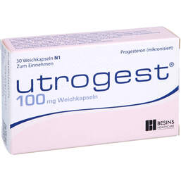 Abbildung: Utrogest 100 mg Weichkapseln 30 St, Weichkapseln PZN 12547577