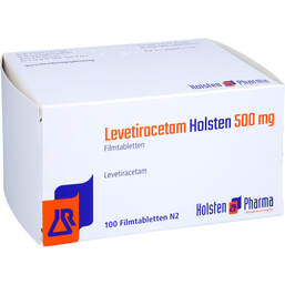 Abbildung: Levetiracetam Holsten 500 mg Filmtabletten 100 St, Filmtabletten PZN 12550007