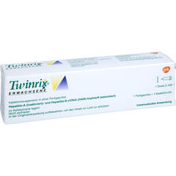 Abbildung: Twinrix Erwachsene Impfdosis Injektionssuspension in einer Fertigspritze 1X1 St, Injektionssuspension PZN 12550993