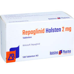 Abbildung: Repaglinid Holsten 2 mg Tabletten 180 St, Tabletten PZN 12553313