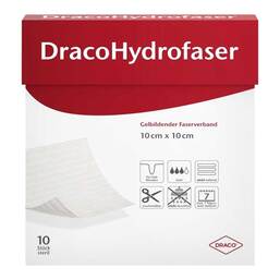 Abbildung: Dracohydrofaser 10x10 cm gelbildender Faserverband 10 St, Verband PZN 12554471