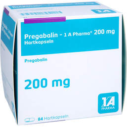 Abbildung: Pregabalin 1A Pharma 200 mg Hartkapseln 84 St, Hartkapseln PZN 12557765