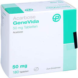 Abbildung: Acarbose Genevida 50 mg Tabletten 180 St, Tabletten PZN 12559267