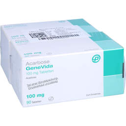 Abbildung: Acarbose Genevida 100 mg Tabletten 180 St, Tabletten PZN 12559296