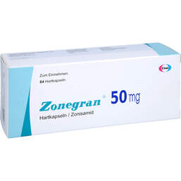 Abbildung: Zonegran 50 mg Hartkapseln 84 St, Hartkapseln PZN 12561376