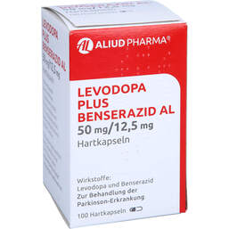 Abbildung: Levodopa plus Benserazid AL 50 mg / 12,5 mg Hartkapseln 100 St, Hartkapseln PZN 12565730
