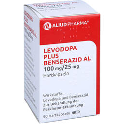 Abbildung: Levodopa plus Benserazid AL 100 mg / 25 mg Hartkapseln 50 St, Hartkapseln PZN 12565753