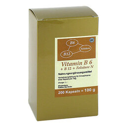 Abbildung: Vitamin B6 + B12 + Folsäure N Kapseln Kapseln, 200 St PZN 12569260