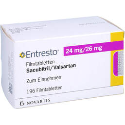 Abbildung: Entresto 24 mg / 26 mg Filmtabletten 196 St, Filmtabletten PZN 12570671