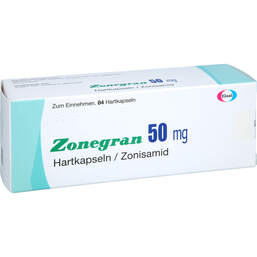 Abbildung: Zonegran 50 mg Hartkapseln 84 St, Hartkapseln PZN 12571966