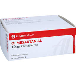 Abbildung: Olmesartan AL 10 mg Filmtabletten 98 St, Filmtabletten PZN 12572026