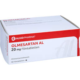 Abbildung: Olmesartan AL 20 mg Filmtabletten 98 St, Filmtabletten PZN 12572055