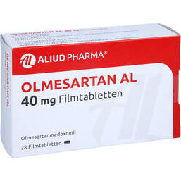 Abbildung: Olmesartan AL 40 mg Filmtabletten 28 St, Filmtabletten PZN 12572061