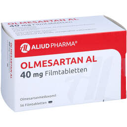 Abbildung: Olmesartan AL 40 mg Filmtabletten 56 St, Filmtabletten PZN 12572078