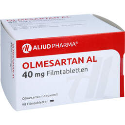 Abbildung: Olmesartan AL 40 mg Filmtabletten 98 St, Filmtabletten PZN 12572084