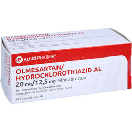 Abbildung: Olmesartan / Hydrochlorothiazid AL 20 mg / 12,5 mg Fta 56 St, Filmtabletten PZN 12572115