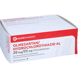 Abbildung: Olmesartan / Hydrochlorothiazid AL 20 mg / 25 mg Fta 98 St, Filmtabletten PZN 12572167