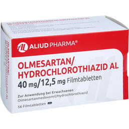 Abbildung: Olmesartan / Hydrochlorothiazid AL 40 mg / 12,5 mg Fta 56 St, Filmtabletten PZN 12572196