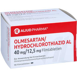 Abbildung: Olmesartan / Hydrochlorothiazid AL 40 mg / 12,5 mg Fta 98 St, Filmtabletten PZN 12572204