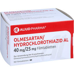 Abbildung: Olmesartan / Hydrochlorothiazid AL 40 mg / 25 mg Fta 98 St, Filmtabletten PZN 12572233