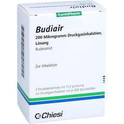 Abbildung: Budiair 200 µg Standard Dosieraerosol 2 St, Dosieraerosol PZN 12573304