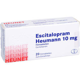 Abbildung: Escitalopram Heumann 10 mg Filmtabletten Heunet 20 St, Filmtabletten PZN 12581723