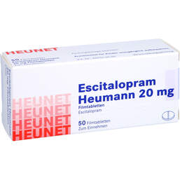 Abbildung: Escitalopram Heumann 20 mg Filmtabletten Heunet 50 St, Filmtabletten PZN 12581775
