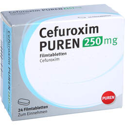 Abbildung: Cefuroxim Puren 250 mg Filmtabletten 24 St, Filmtabletten PZN 12584822