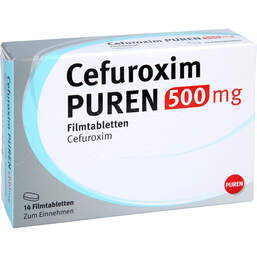 Abbildung: Cefuroxim Puren 500 mg Filmtabletten 14 St, Filmtabletten PZN 12584845