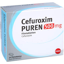 Abbildung: Cefuroxim Puren 500 mg Filmtabletten 24 St, Filmtabletten PZN 12584868
