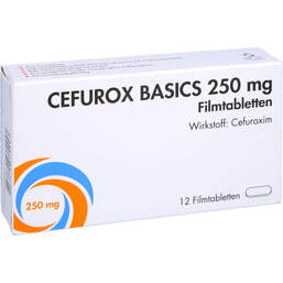 Abbildung: Cefurox Basics 250 mg Filmtabletten Sun 12 St, Filmtabletten PZN 12585170