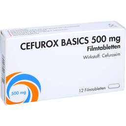 Abbildung: Cefurox Basics 500 mg Filmtabletten Sun 12 St, Filmtabletten PZN 12585193