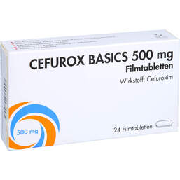Abbildung: Cefurox Basics 500 mg Filmtabletten Sun 24 St, Filmtabletten PZN 12585201