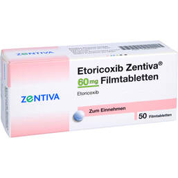 Abbildung: Etoricoxib Zentiva 60 mg Filmtabletten 50 St, Filmtabletten PZN 12585566