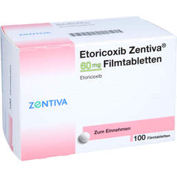 Abbildung: Etoricoxib Zentiva 60 mg Filmtabletten 100 St, Filmtabletten PZN 12585572