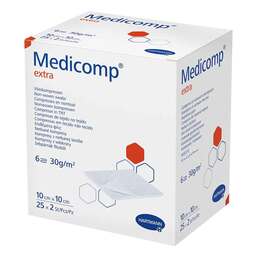 Abbildung: Medicomp Kompressen 10x10 cm steril 25X2 St, Kompressen PZN 12593904