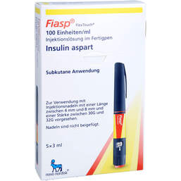Abbildung: Fiasp 100 Einheiten / ml Injektionslösung in einem Fertigpen 5X3 ml, Injektionslösung in einem Fertigpen PZN 12595139