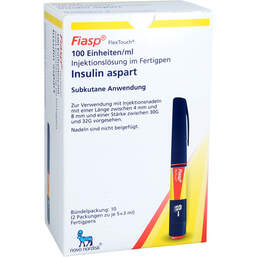 Abbildung: Fiasp 100 Einheiten / ml Injektionslösung in einem Fertigpen 2X5X3 ml, Injektionslösung in einem Fertigpen PZN 12595151