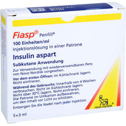 Abbildung: Fiasp 100 Einheiten / ml Injektionslösung i.e.Patrone 5X3 ml, Zylinderampullen PZN 12595168