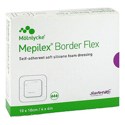 Abbildung: Mepilex Border Flex Schaumverband haftend 10x10 cm 10 St, Verband PZN 12596009