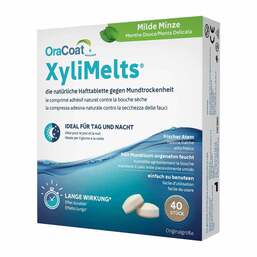 Abbildung: OraCoat XyliMelts® Hafttabletten Milde Minze Tabletten, 40 St PZN 12596073