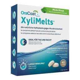 Abbildung: OraCoat XyliMelts® Hafttabletten Milde Minze 40 St, Tabletten PZN 12596073