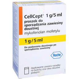 Abbildung: Cellcept 1 g / 5 ml Pulver zur Herstellung einer Suspension zum Einnehmen  110 g, Pulver zur Herstellung einer Suspension zum Einnehmen PZN 12600248