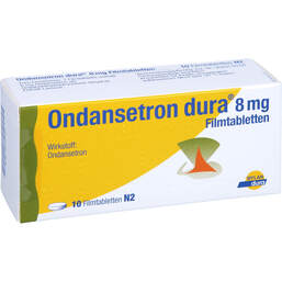 Abbildung: Ondansetron dura 8 mg Filmtabletten 10 St, Filmtabletten PZN 12637487