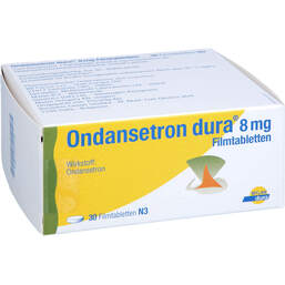 Abbildung: Ondansetron dura 8 mg Filmtabletten 30 St, Filmtabletten PZN 12637493