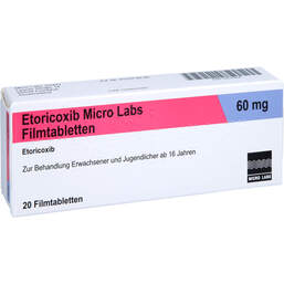 Abbildung: Etoricoxib Micro Labs 60 mg Filmtabletten 20 St, Filmtabletten PZN 12637808