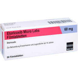 Abbildung: Etoricoxib Micro Labs 60 mg Filmtabletten 50 St, Filmtabletten PZN 12637814